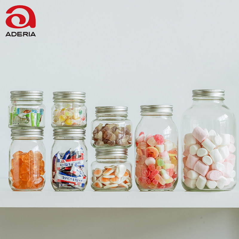 糖果罐日本进口aderia石冢硝子零食分装空瓶子储物收纳玻璃密封罐