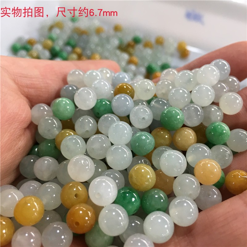 diy翡翠冰种缅甸a货玉石手串散珠
