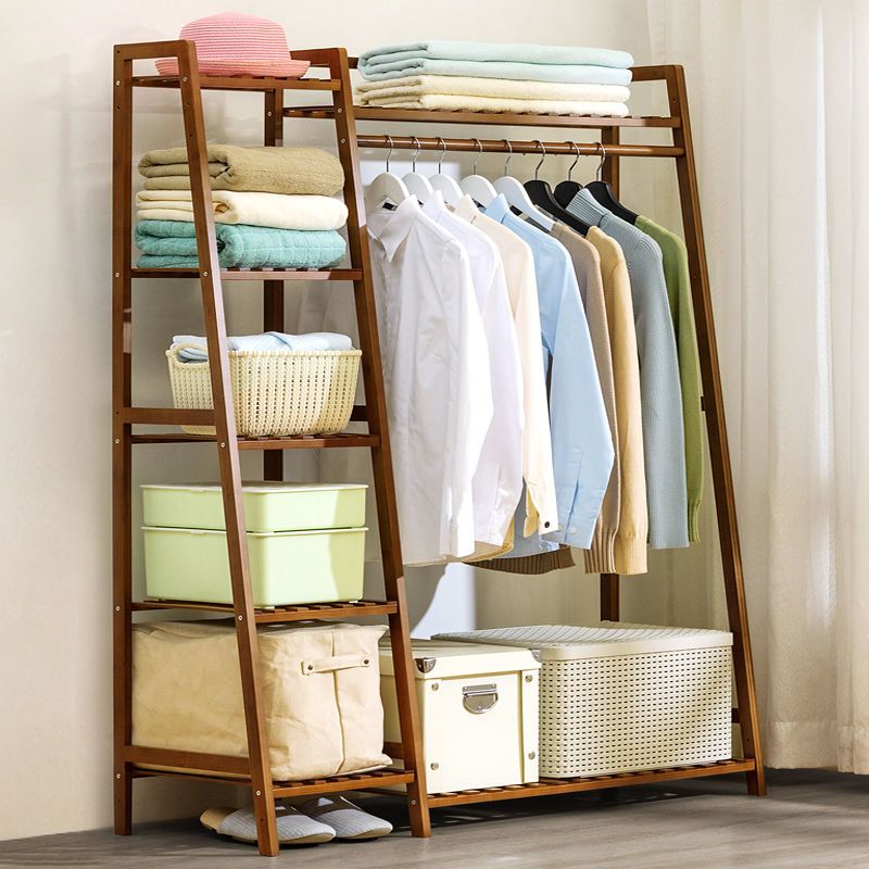 挂衣架落地简易衣帽架实木卧室柜子衣服包置物家用简约现代