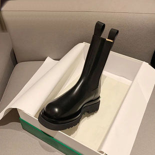 mona同款马丁靴女厚底切尔西英伦烟筒中筒加棉保暖靴子大码424143