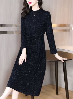 贵夫人连衣裙女秋冬季2025新款高端气质中年妈妈收腰显瘦打底裙子