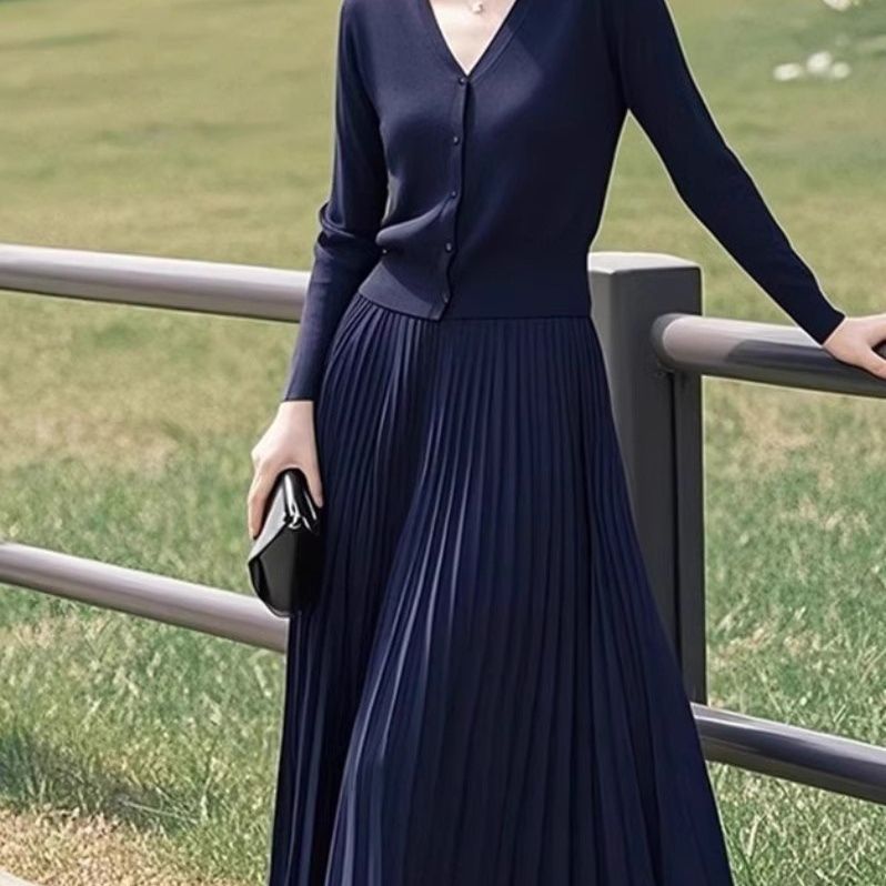 韩版时尚气质百褶半身裙子收腰显瘦遮肚子中长款裙子2025春秋新款