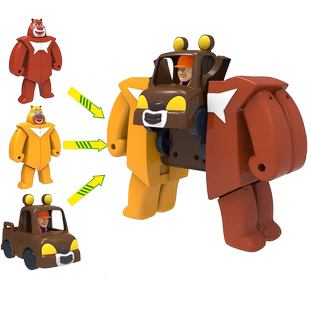 正版熊出没英雄熊三合体变形车熊大光头强陀螺玩具套装幻变装卸甲