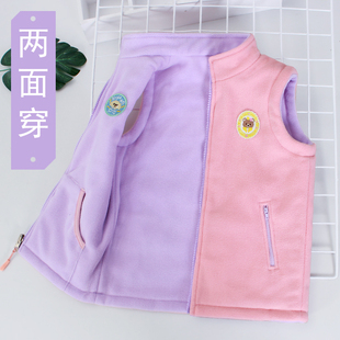 女童马甲秋冬儿童马夹两面穿女孩背心外穿加厚中大童坎肩加绒保暖