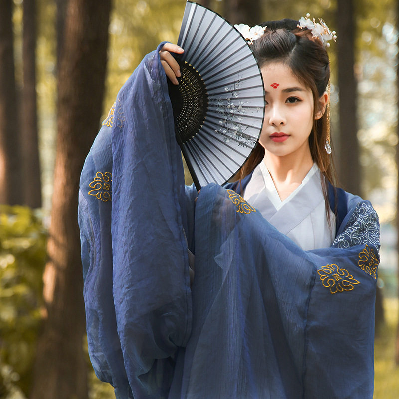 出租汉服男女款魏晋风大袖衫交领襦裙齐腰广袖襦裙绣花古装女套装