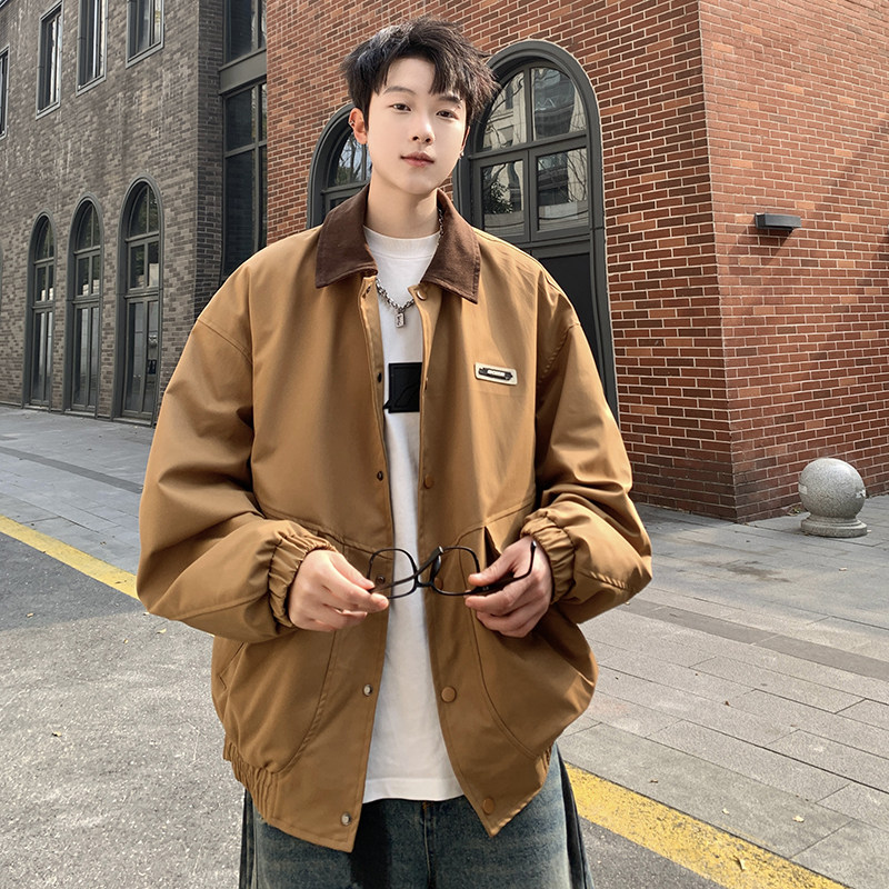 709-JK12-P100 春季上新男日系复古休闲翻领夹克百搭情侣外套男图片
