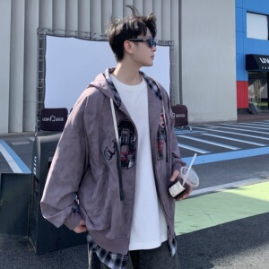 709-jk28-P125 单人 春季新款 绣花格子假两件夹克图片