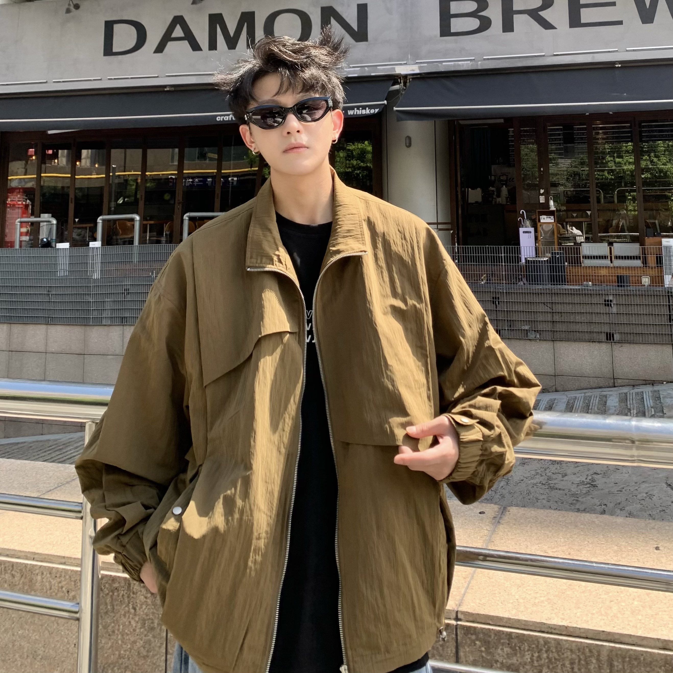 709-JK31-P135单人春季新款阔版纯色立领夹克，男装夹克，星座709