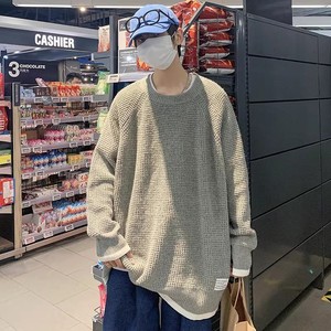 709-MY22-P80 单人港风原创复古宽松圆领纯色宽松百搭毛衣图片