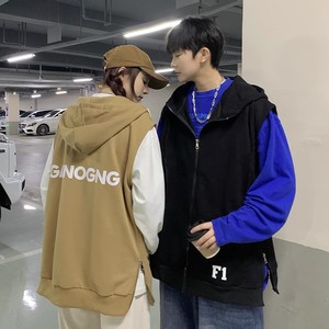 709-MJ30-P50 春秋休闲连帽开衫侧边拉链英文印花百搭马甲情侣图片