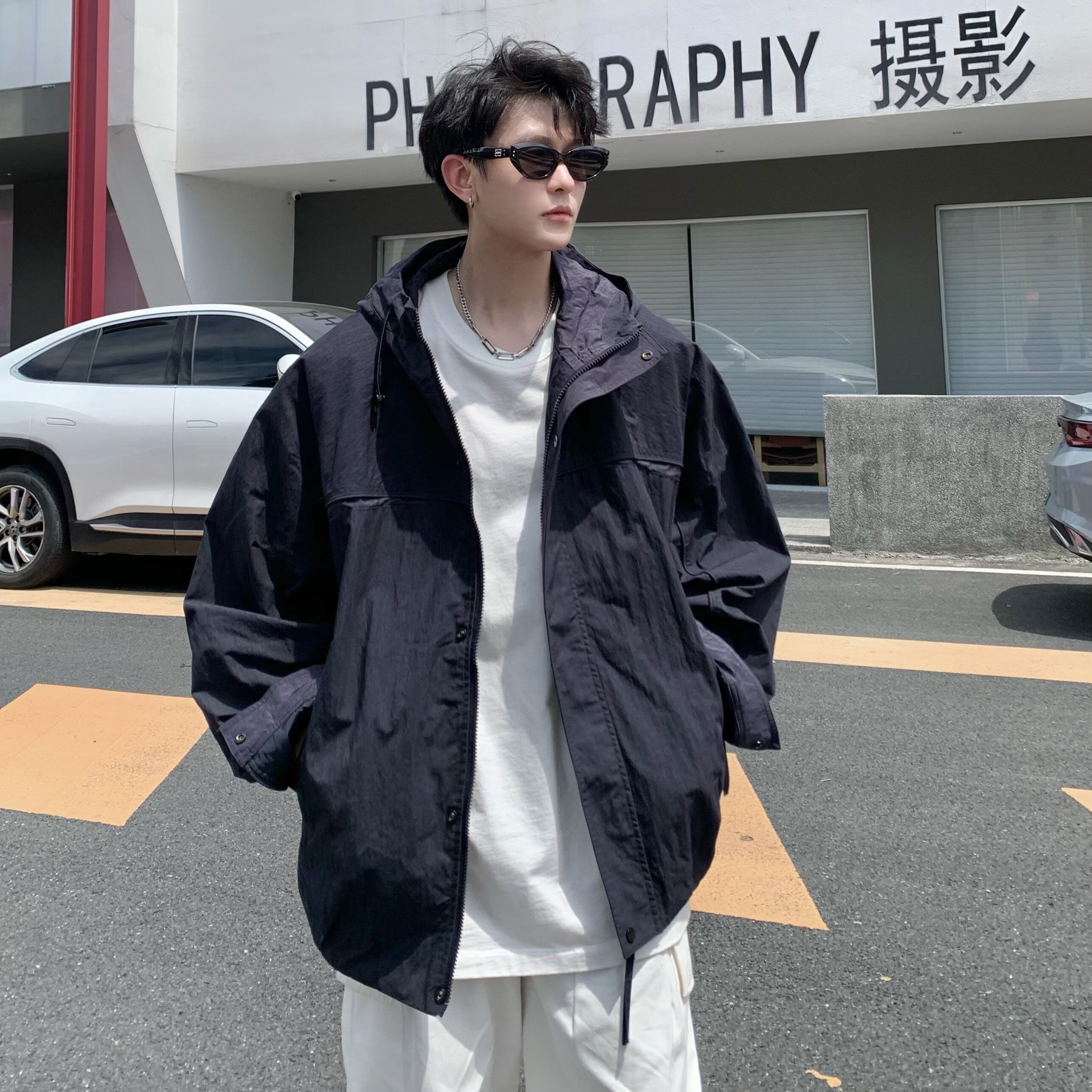 709-JK32-P135单人春季新款阔版纯色带帽夹克,男装夹克,星座709