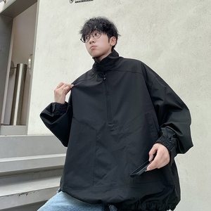 709-JK912-P95 春秋情侣全棉半拉链立领夹克休闲外套宽松男图片