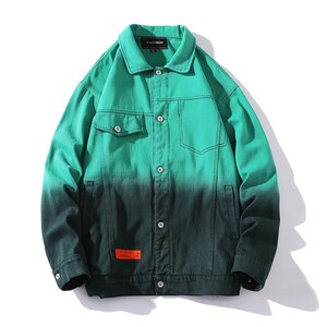 709-JK807-P105 春秋牛仔扎染渐变印花百搭宽松休闲夹克外套白底图片