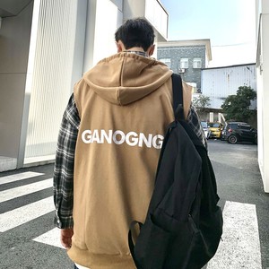 709-MJ30-P50 春秋休闲连帽开衫侧边拉链英文印花百搭马甲 单人图片