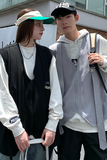 709-MJ70-P65春秋飘带装饰v领纯色宽松休闲大码马甲情侣，男装背心/马甲，星座709