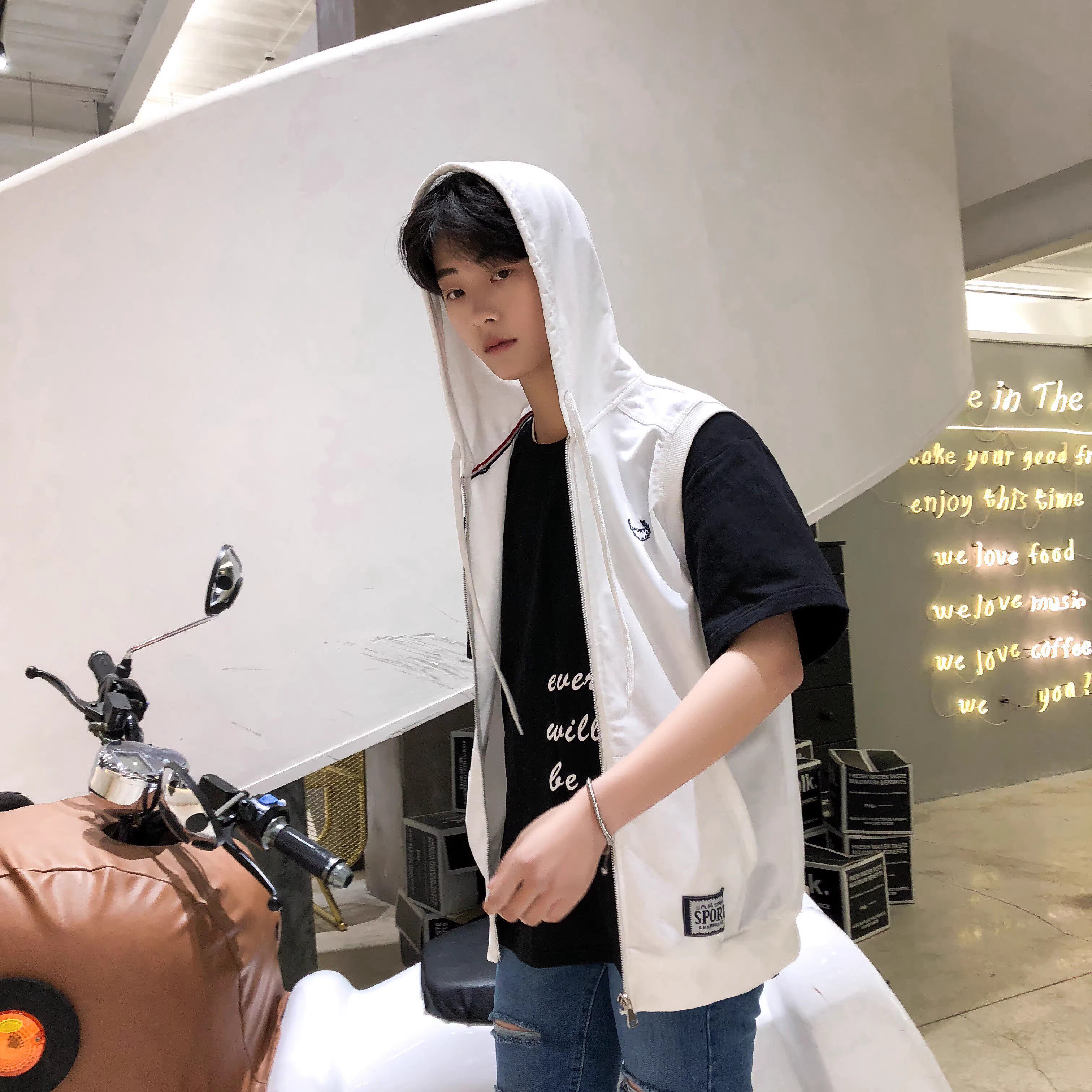709-W16-P35春季单人马甲背心外套连帽修身男女学生班服大码,男装背心/马甲,星座709