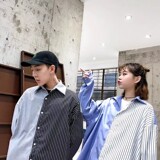 709-C808-P60港风拼接宽松情侣小清新休闲长袖衬衣男，男装衬衫，星座709