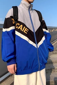 709-JK203-P65 港风长袖拼色夹克开衫外套学生百搭运动服潮单人图片