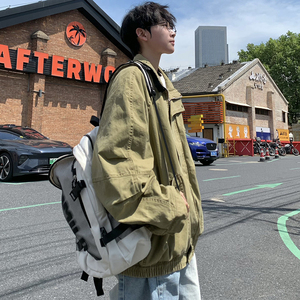 709-JK908-P130 春秋情侣全棉水洗做旧立领工装夹克外套男图片