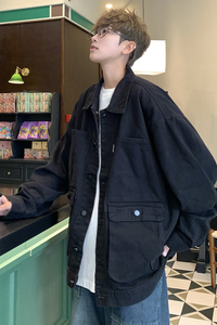 709-JK916-P130 春秋情侣水洗全棉复古工装外套美式夹克男图片