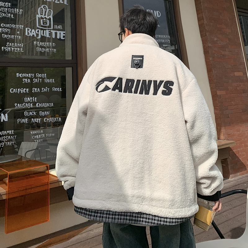 709-MY1638-P165冬季情侣立领衬衣羊羔毛假两件设计感棉衣加厚男，男装衬衫，星座709