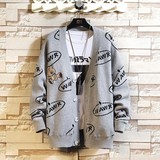 709-MY31-P105挂拍港风宽松复古开衫绣英文小熊百搭休闲毛衣，男装针织衫/毛衣，星座709