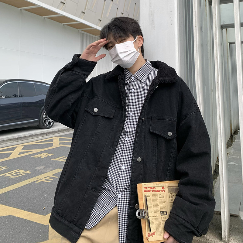 709-MY1507-P145 情侣冬季单人牛仔棉衣外套羊羔毛休闲翻领加厚图片