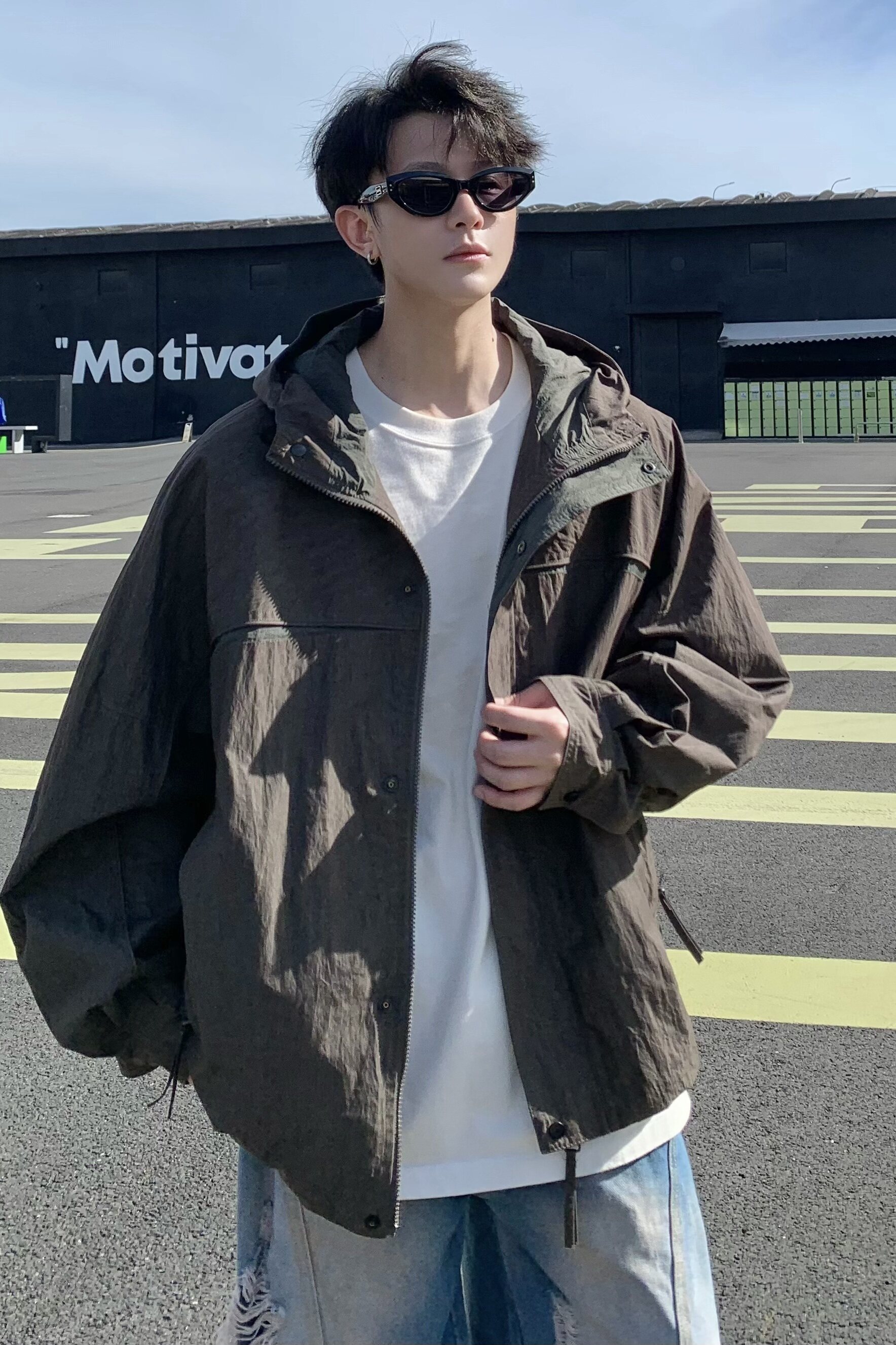 709-JK32-P135单人春季新款阔版纯色带帽夹克,男装夹克,星座709