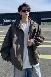 709-JK32-P135 单人  春季新款 阔版纯色带帽夹克图片