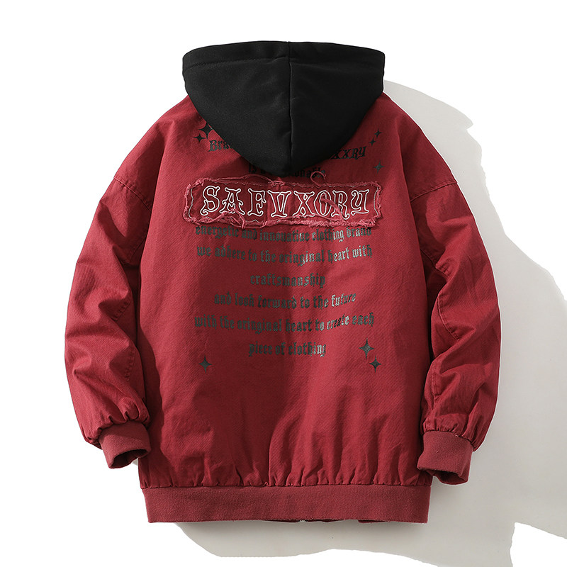 709-MY1610-P145 美式水洗做旧棒球服夹克加厚棉衣刺绣英文情侣图片