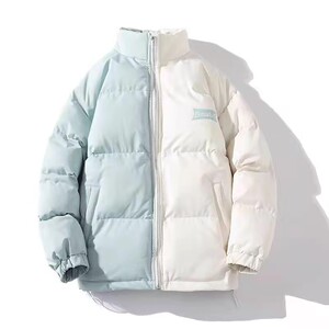 709-MY905-P100 冬季港风白底加厚拼色工装棉服潮流百搭外套图片