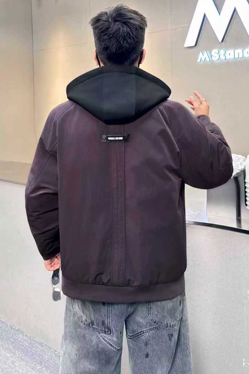 709-MY1823-P140冬季新款单人高级感假两件拼接连帽棉服,男装棉衣,星座709