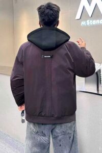 709-MY1823-P140 冬季新款单人 高级感假两件拼接连帽棉服图片