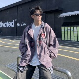 709-jk28-P125单人春季新款绣花格子假两件夹克，男装夹克，星座709