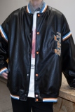 709-MY606-P110冬季单人港风加厚夹棉棒球服皮衣绣花百搭棉衣，男装皮衣，星座709