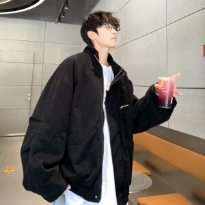 709-JK908-P130 春秋情侣全棉水洗做旧立领工装夹克外套男图片