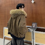 709-MY1830-P195冬季新款单人美式休闲可拆卸毛领连帽棉服，男装棉衣，星座709