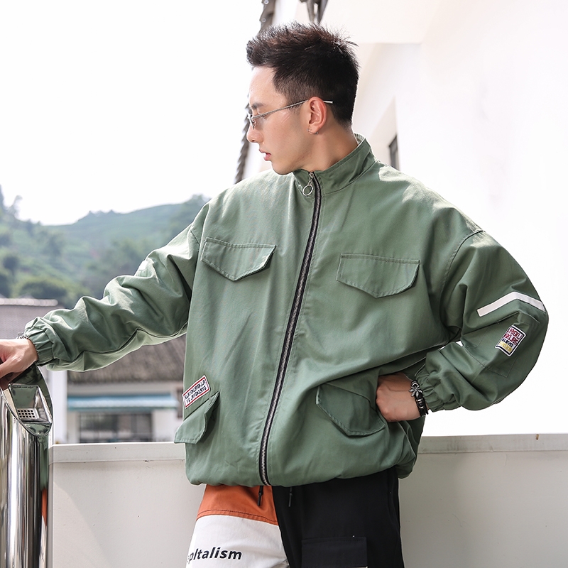 2021 spring new Hong Kong Style loose casual tooling jacket