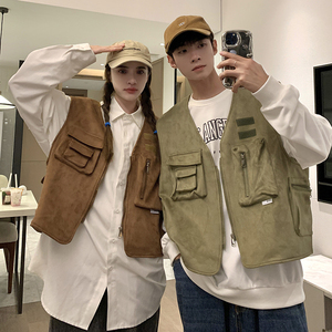 709-MJ66-P75 春秋休闲麂皮绒叠口袋设计魔术贴短款马甲 情侣，男装背心/马甲，星座709