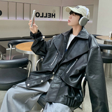 709-JK877-P145小众西装领皮衣夹克拉链装饰纯色外套单人，男装夹克，星座709