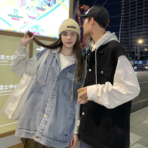 709-MJ71-P75 春秋休闲连帽可脱卸纯色牛仔马甲外套上衣情侣图片