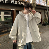 709-JK08-P100春季上新日系简约休闲连帽纯色夹克百搭外套宽松男，男装夹克，星座709