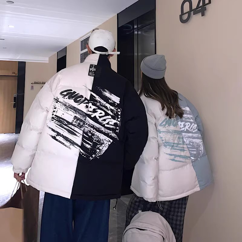 709-MY905-P100冬季港风情侣加厚拼色工装棉服潮流百搭外套，男装棉衣，星座709