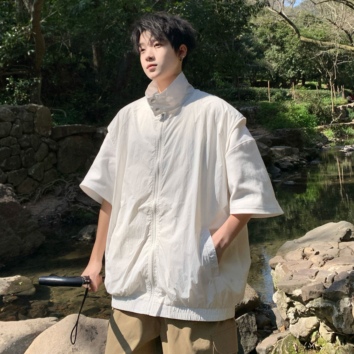 709-MJ95-P55白底春季新款休闲百搭防晒马甲，男装防晒衣，星座709