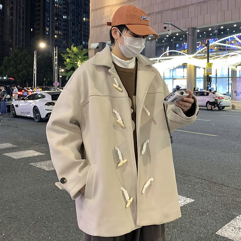 709-JK891-P130春秋休闲牛角扣毛呢大衣男女外套宽松单人图,男装毛呢大衣,星座709
