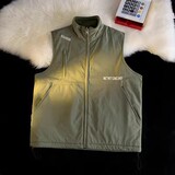 709-MJ21-P70双面穿针织梳织合拼百搭宽松休闲开衫马甲外套平铺，女装短外套，星座709