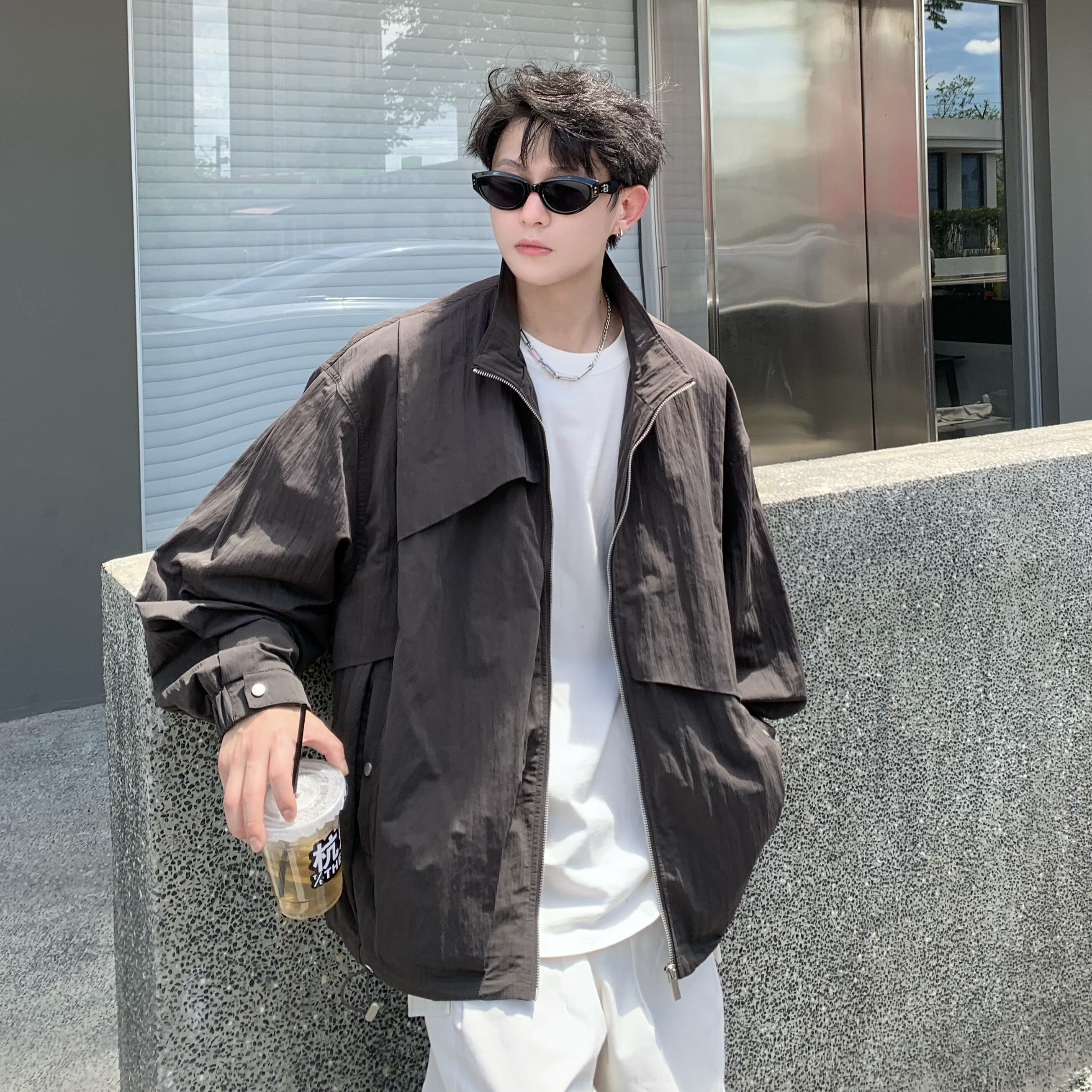 709-JK31-P135单人春季新款阔版纯色立领夹克,男装夹克,星座709