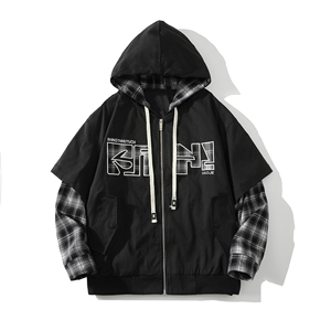 709-jk27-P125 白底 春季新款 阔版假两件夹克图片
