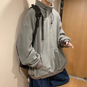 709-W517-P60春秋简约摇粒绒绣字套头上衣百搭休闲卫衣外套单人