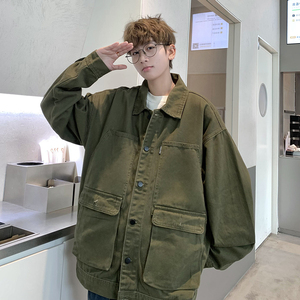 709-JK916-P130 春秋情侣水洗全棉复古工装外套美式夹克男图片